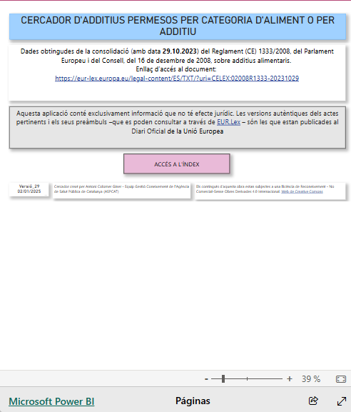 Buscador de aditivos permitidos por categoría de alimento o por aditivo (ASPCAT)